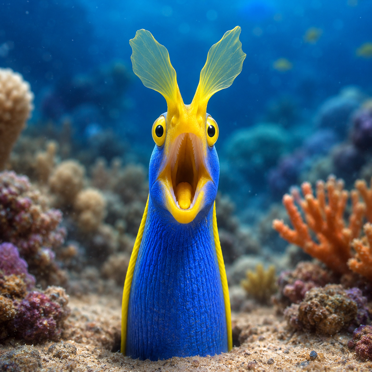 Blue Ribbon Moray Eel front view