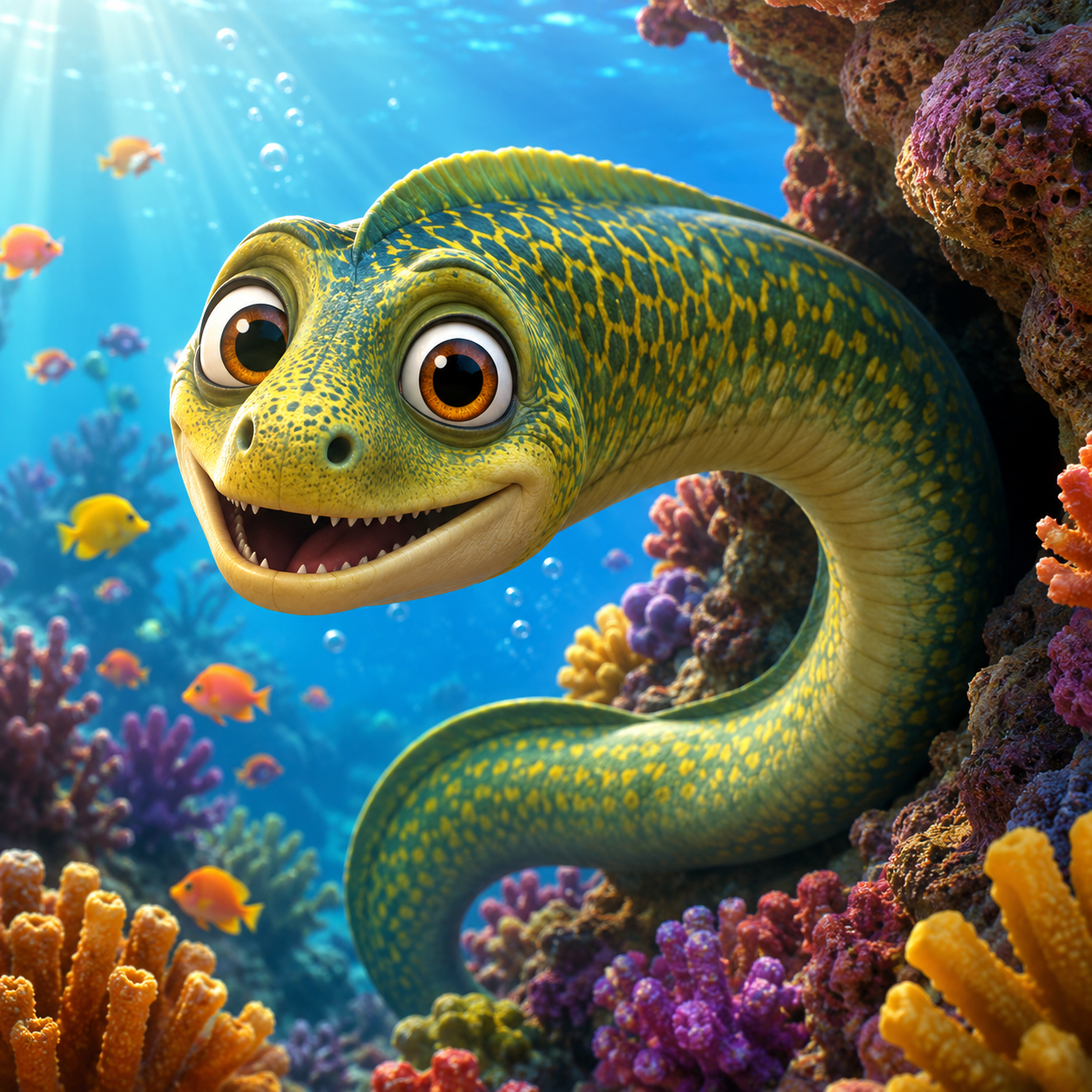 Giant Moray Eel front view