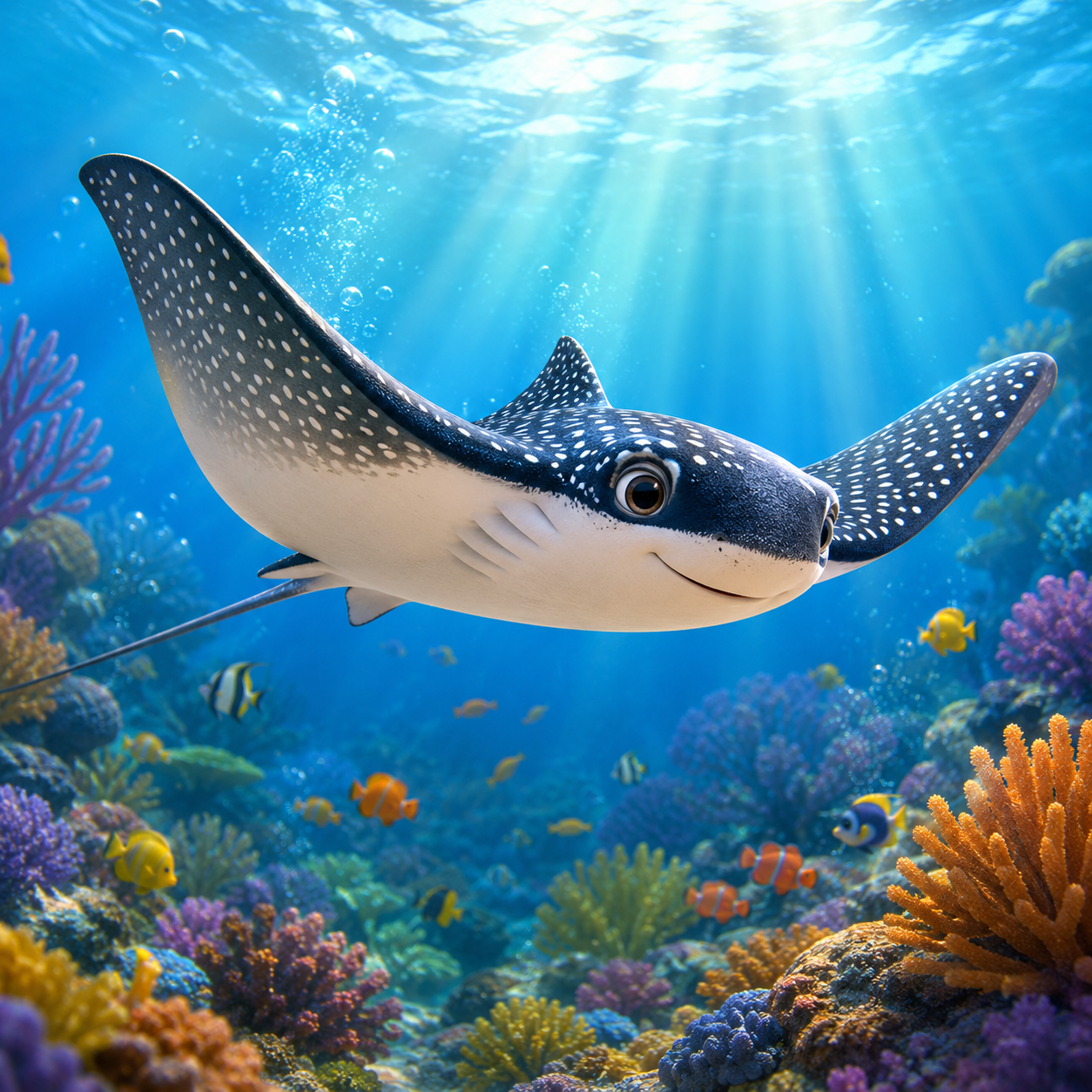 Spotted Eagle Ray front view