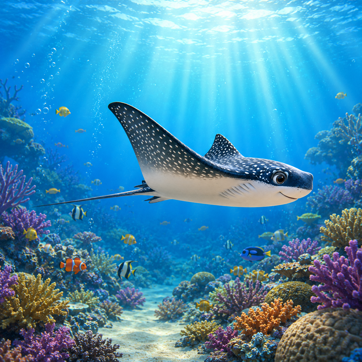 Spotted Eagle Ray side profile